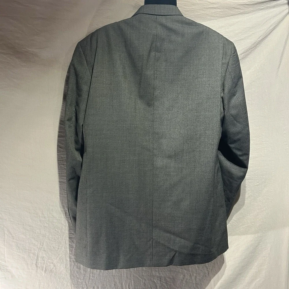 Vintage Chereskin Suit Jacket Blazer 46L Grey Micro Check 3 Button Macedonia